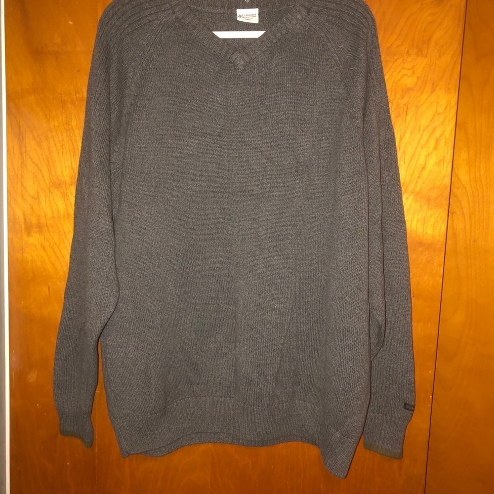 Men columbia vneck gray cotton sweater size 2x